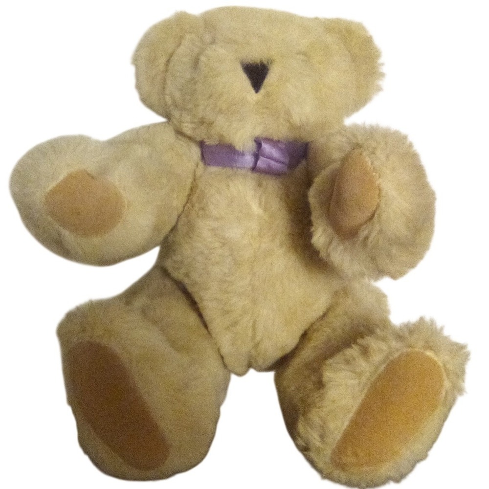 Vermont Teddy Bear Co.Classic Jointed Teddy Bear Plush Purple Ribbon Handmade - Picture 10 of 12